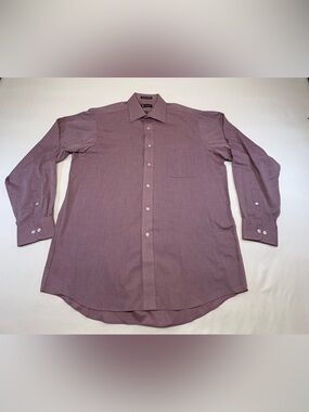 Chaps Men’s Wrinkle Free Dress Shirt -Regular Fit -PurpleTextuted -16-16.5/34-35